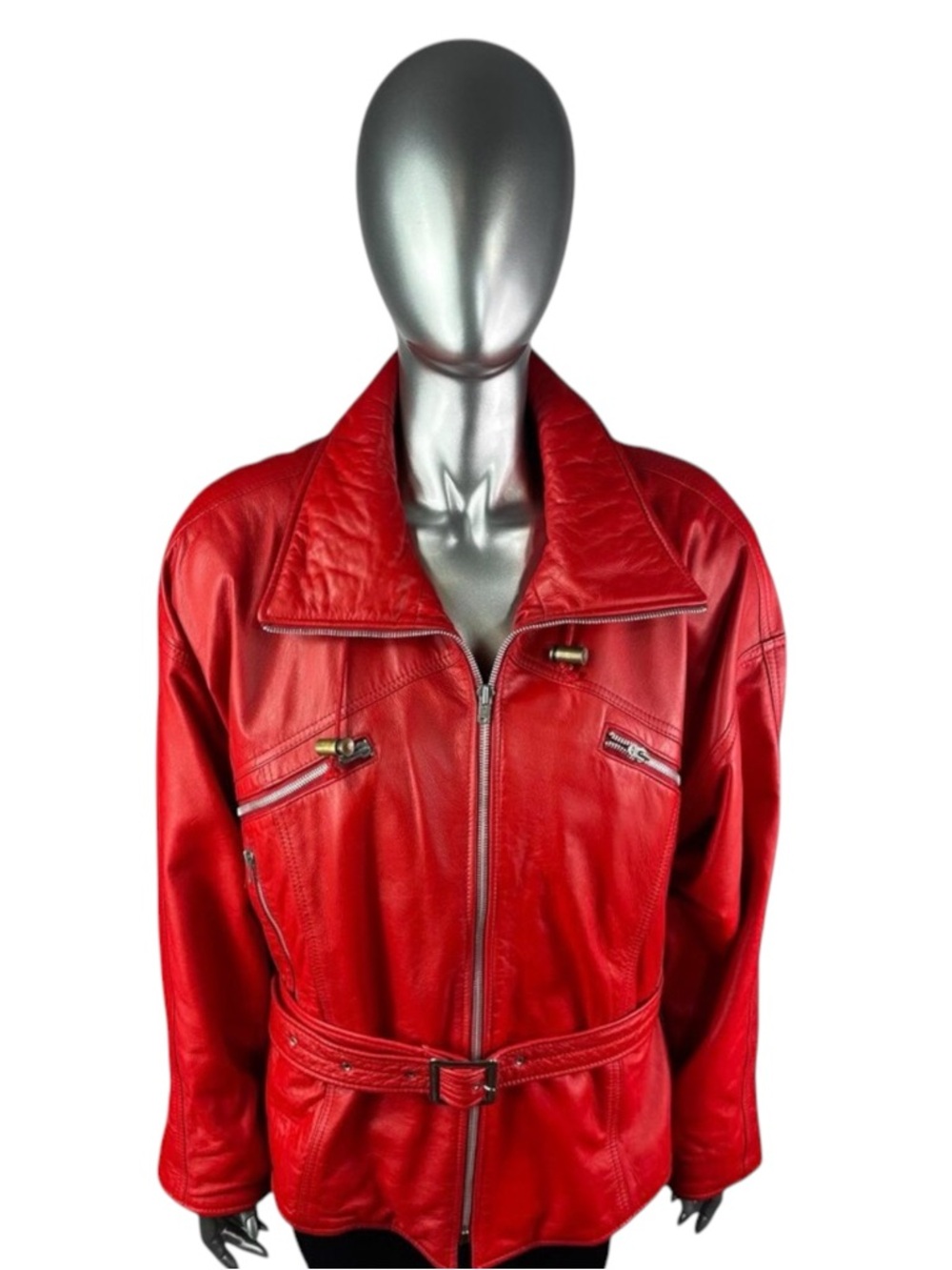 Red LAMB LEATHER Jacket, I.MAGNIN, Sz M, Certified Vintage Leather